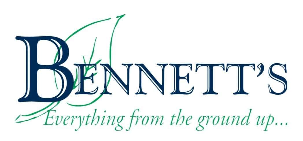 Logo of bennett's featuring stylized text in blue and green, with the tagline "everything from the ground up...