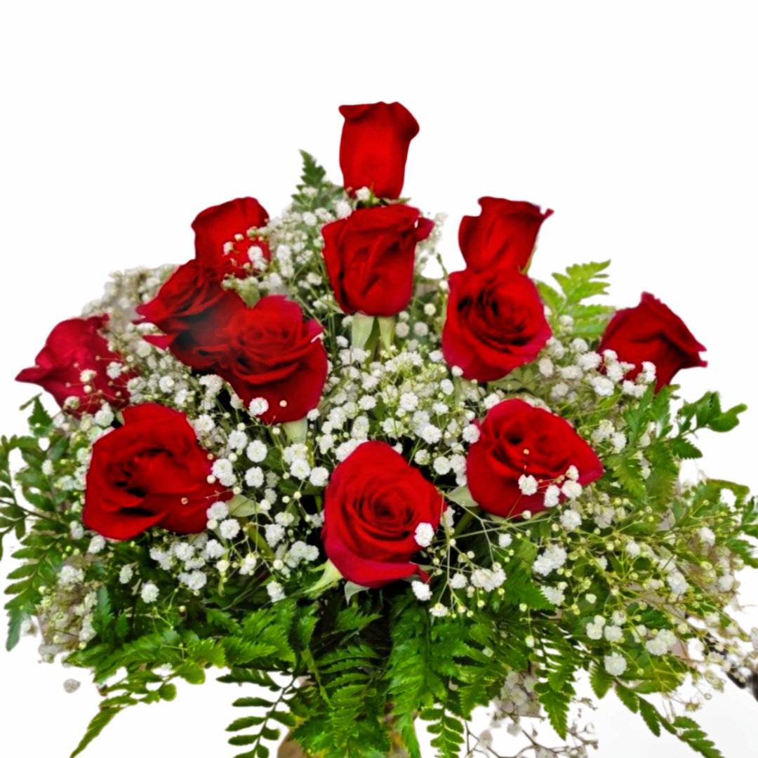 Classic arrangement of red roses.